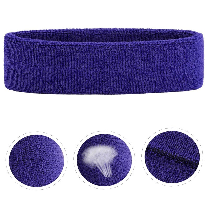 ONUPGO Sweatband Headbands for Men & Women -12PCS Sports Headbands Moisture Wicking Athletic Cotton Terry Cloth Head Band 7.88" x 2.16" - Image 3